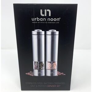 Electric Salt and Pepper Grinder Set, Stainless Steel Battery Operated Pack of 2